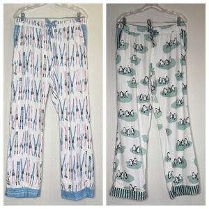 Lot of 2 MUNKI MUNKI Flannel PJ Pants‎ MED Snap Cuffs Cozy Loungewear Winter